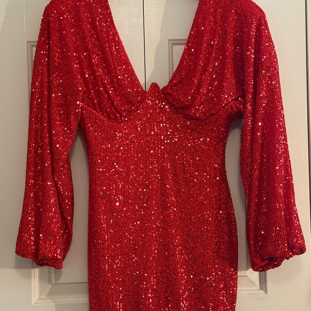 Fashion Nova Dazzling Red Backless Dress